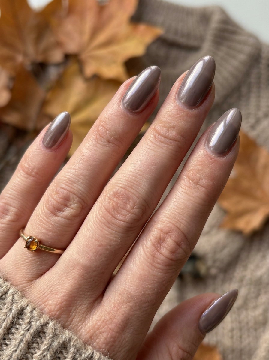 Smoky Taupe Chrome als Herbst Nägel Inspiration 2026